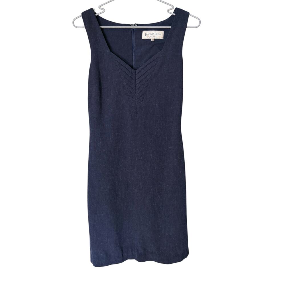 Patrizia Luca Milano Navy Mini Sheath Dress Women's XS/2 Stretch Sleeveless